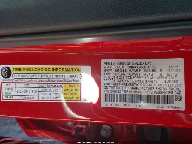 2023 HONDA CIVIC SPORT 9