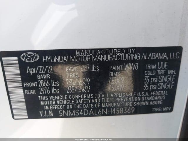 2022 HYUNDAI SANTA FE LIMITED 9