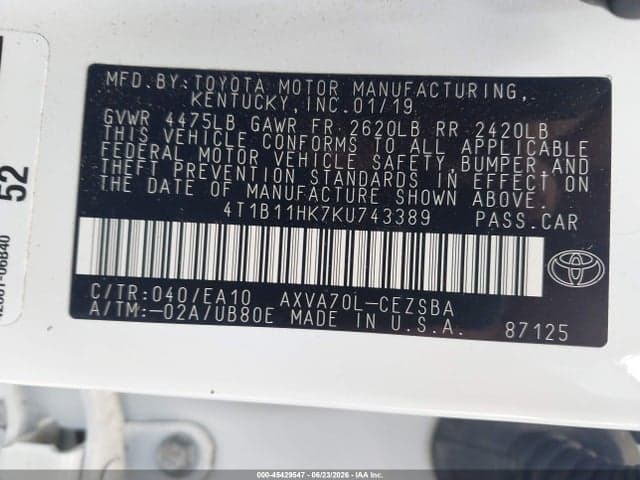 2019 TOYOTA CAMRY SE 9