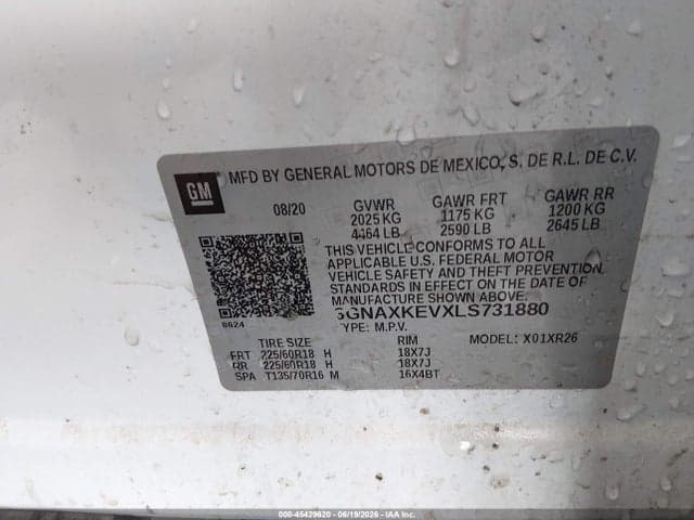 2020 CHEVROLET EQUINOX FWD LT 1.5L TURBO 9