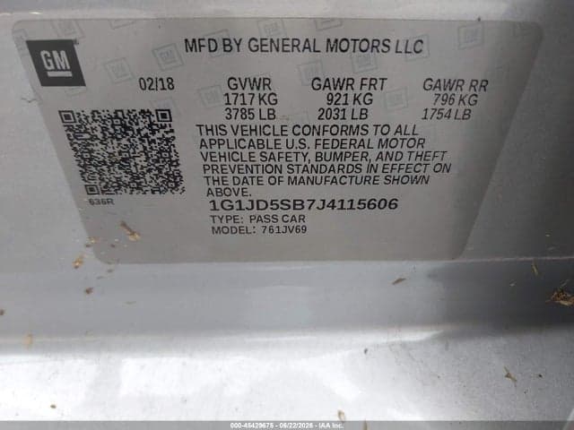 2018 CHEVROLET SONIC LT AUTO 9