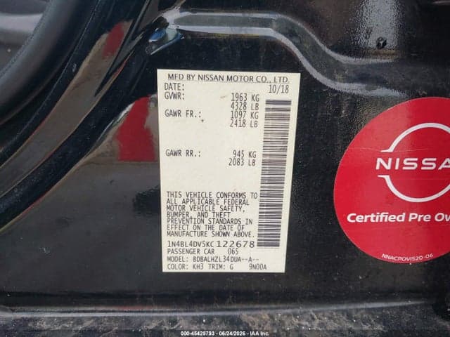 2019 NISSAN ALTIMA 2.5 SV 9
