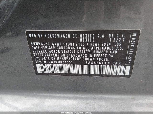 2022 VOLKSWAGEN JETTA 1.5T SE 9