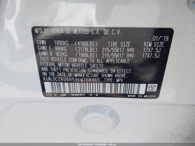 2019 HONDA HR-V EX 9