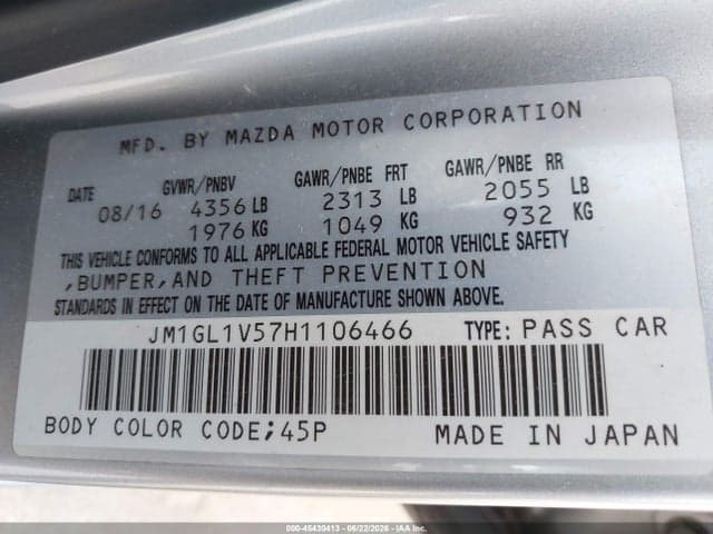 2017 MAZDA MAZDA6 TOURING 9
