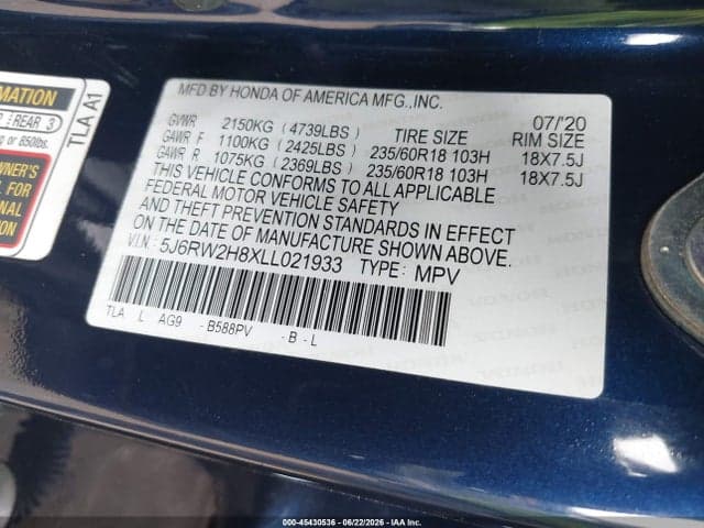 2020 HONDA CR-V AWD EX-L 9