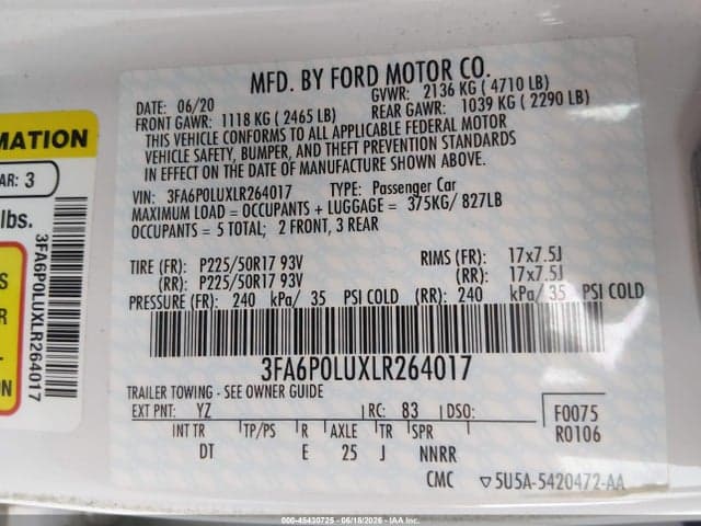 2020 FORD FUSION HYBRID SE 9