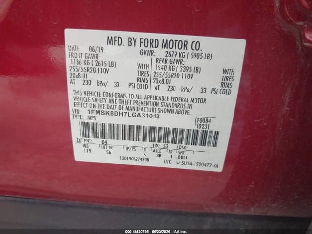 2020 FORD EXPLORER XLT 9