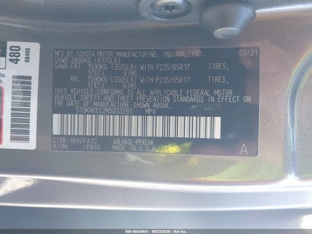 2021 TOYOTA SIENNA LE 9