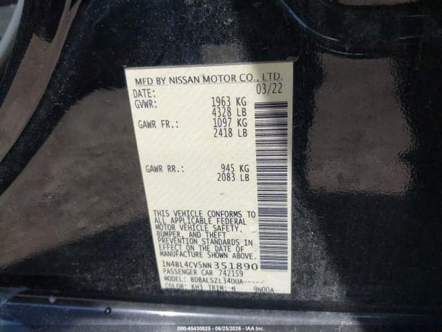 2022 NISSAN ALTIMA SR FWD 9