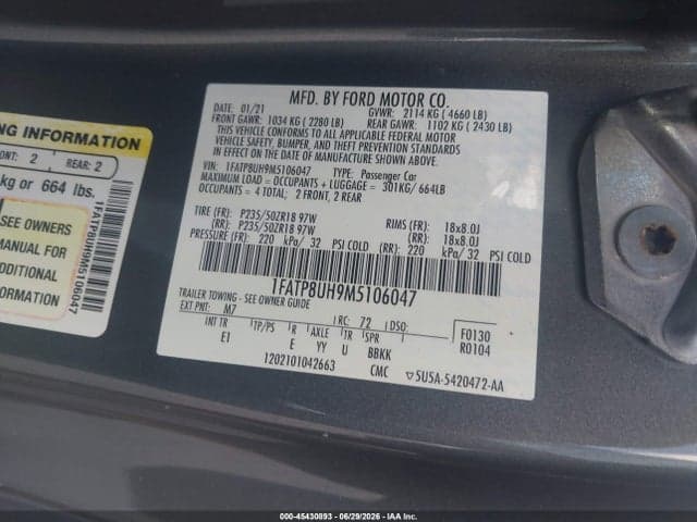 2021 FORD MUSTANG ECOBOOST PREMIUM 9