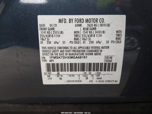 2021 FORD EXPLORER XLT 9