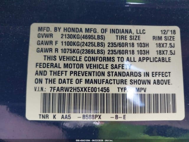 2019 HONDA CR-V EX 9