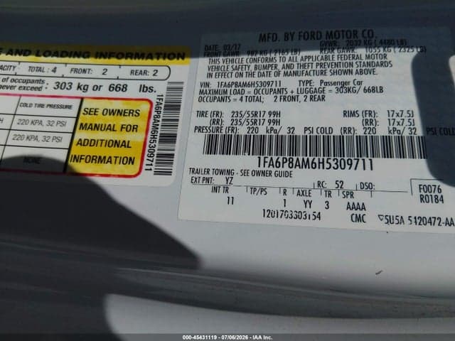 2017 FORD MUSTANG V6 9