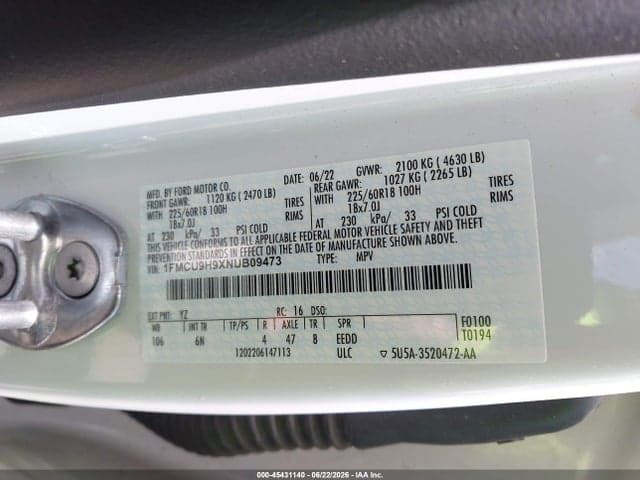 2022 FORD ESCAPE SEL 9