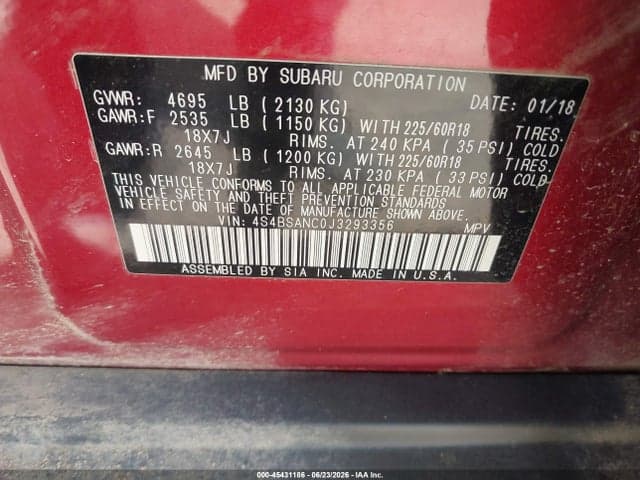 2018 SUBARU OUTBACK 2.5I LIMITED 9