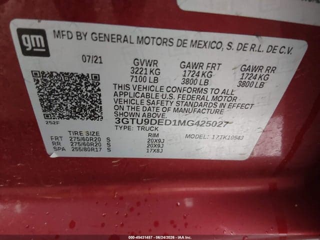 2021 GMC SIERRA 1500 4WD SHORT BOX SLT 9