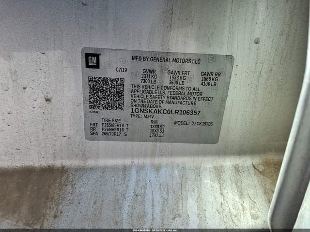 2020 CHEVROLET TAHOE 4WD LS 9