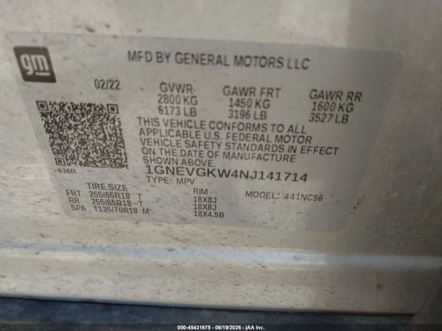 2022 CHEVROLET TRAVERSE AWD LT CLOTH 9