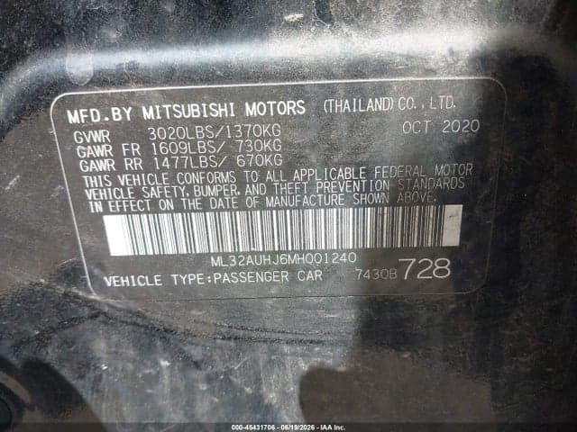 2021 MITSUBISHI MIRAGE CARBONITE 9