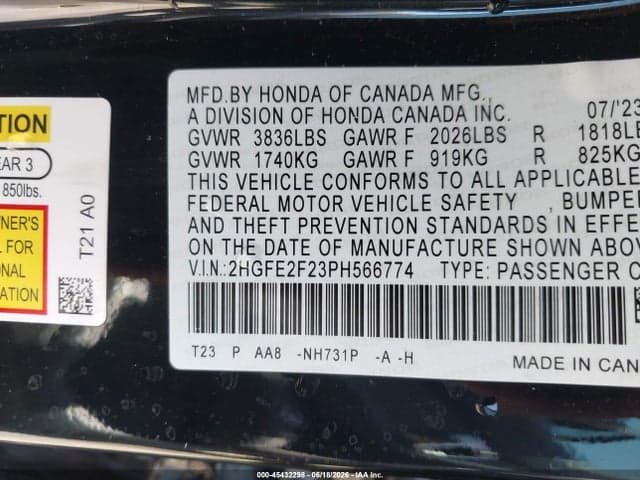 2023 HONDA CIVIC LX 9