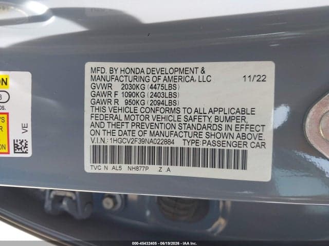 2022 HONDA ACCORD SPORT 2.0T 9