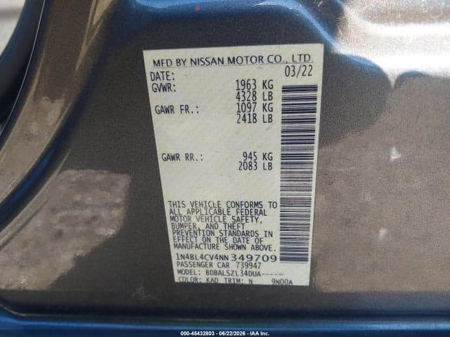 2022 NISSAN ALTIMA SR FWD 9