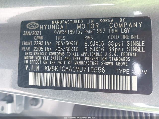 2021 HYUNDAI KONA SE 9