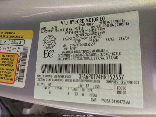2017 FORD FUSION SE 9