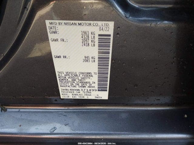 2022 NISSAN ALTIMA SV FWD 9