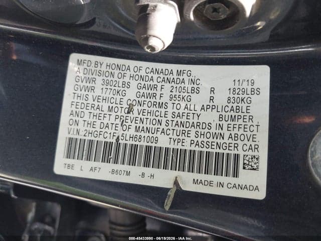 2020 HONDA CIVIC EX-L 9