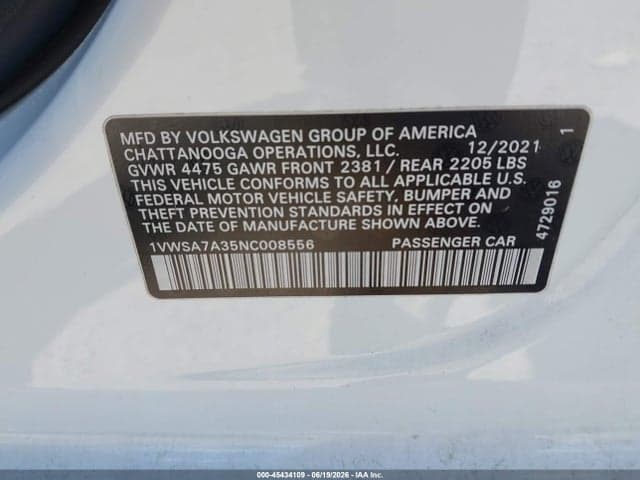2022 VOLKSWAGEN PASSAT 2.0T SE 9