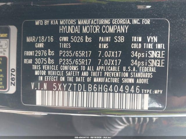2017 HYUNDAI SANTA FE SPORT 2.4L 9