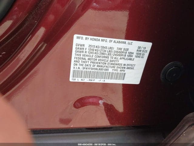 2020 HONDA PILOT 2WD EX-L 9