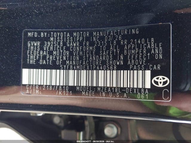 2026 TOYOTA COROLLA LE 9