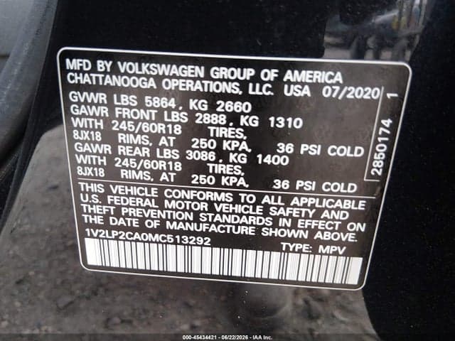 2021 VOLKSWAGEN ATLAS 2.0T SE 9