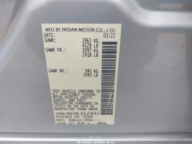2022 NISSAN ALTIMA S FWD 9