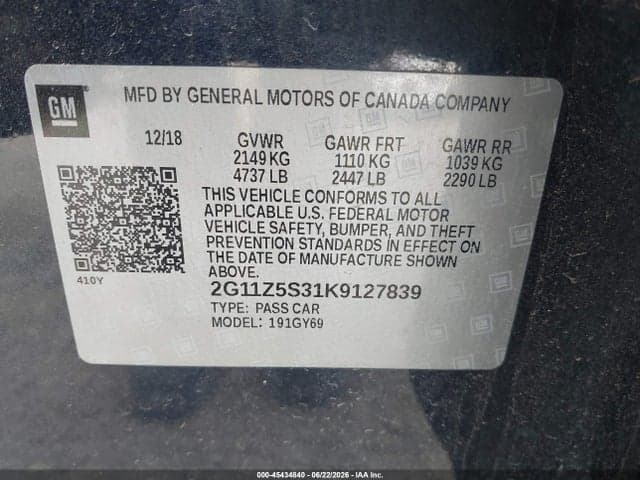 2019 CHEVROLET IMPALA LT 9