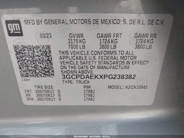 2023 CHEVROLET SILVERADO 1500 4WD SHORT BED WT 9