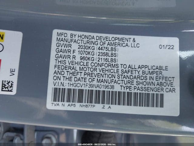 2022 HONDA ACCORD SPORT 9