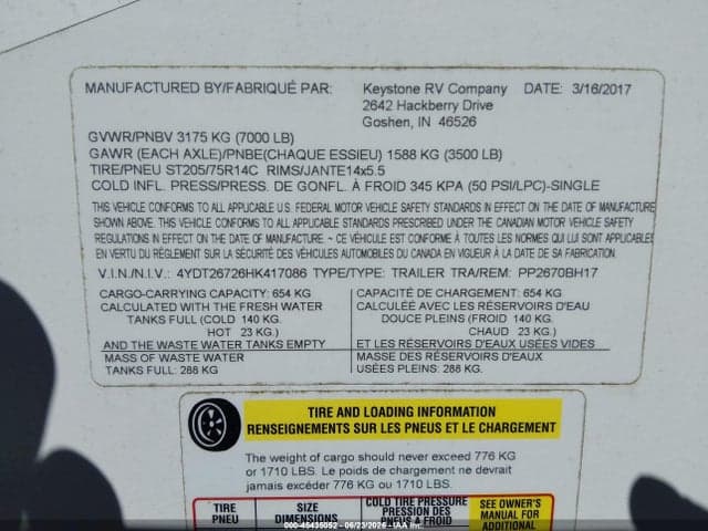 2017 KEYSTONE RV OTHER 9
