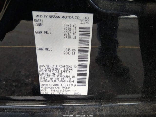 2021 NISSAN ALTIMA SR FWD 9