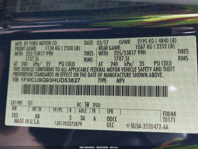 2017 FORD ESCAPE SE 9
