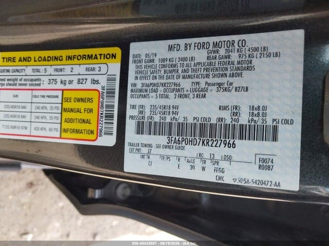 2019 FORD FUSION SE 9