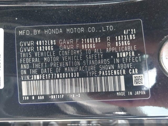 2022 HONDA CIVIC EX 9