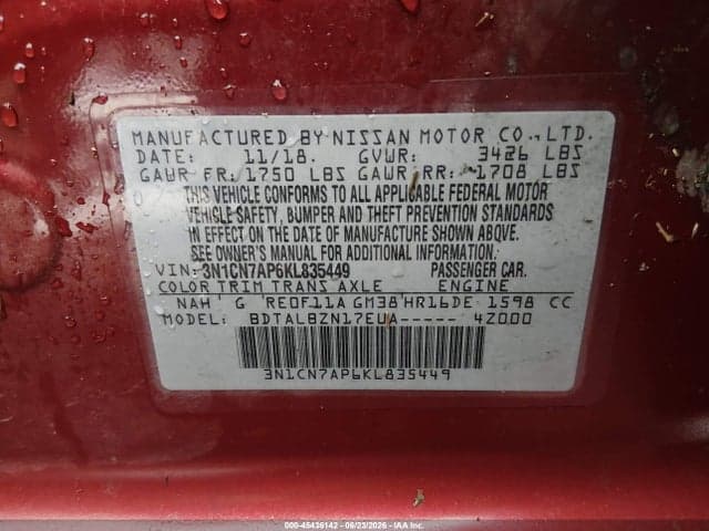 2019 NISSAN VERSA 1.6 SV 9
