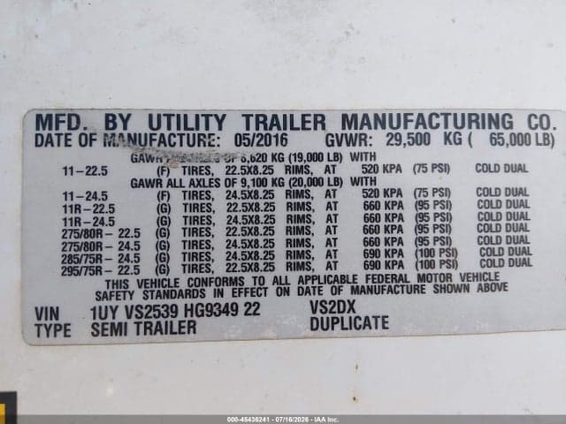 2017 UTILITY TRAILER MFG UNKNOWN 9