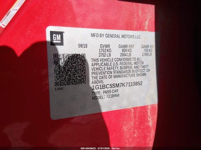 2019 CHEVROLET CRUZE LS 9