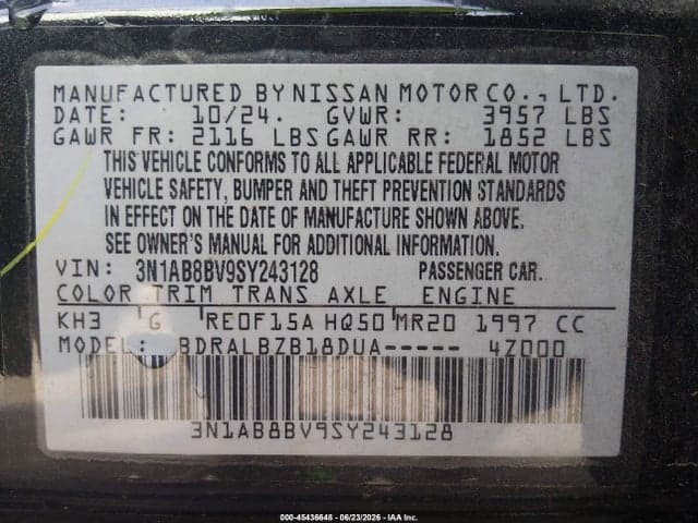 2025 NISSAN SENTRA S 9