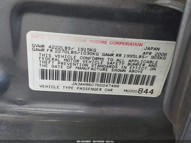 2006 MITSUBISHI LANCER EVOLUTION 9